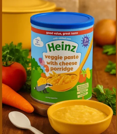 Heinz veggie pasta with cheese porridge