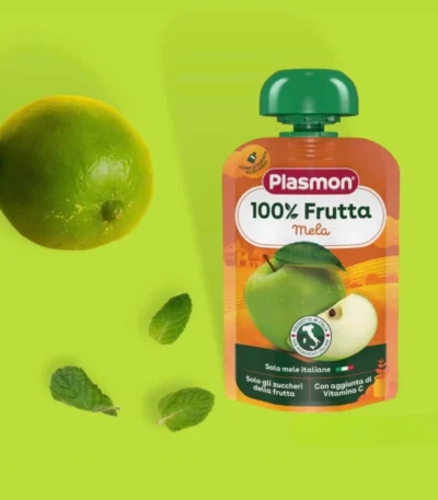 Plasmon Spremi e Gusta Apple is a smooth and natural fruit snack made with 100% Italian apples. Designed especially for babies from 6 months of age (unless otherwise advised by a pediatrician), it is a convenient and nutritious option for daily snacking. Enriched with Vitamin C, this fruit snack supports your baby’s balanced diet during the weaning stage.