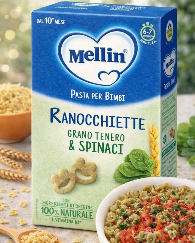 Mellin Ranocchiette with Soft Wheat and Spinach