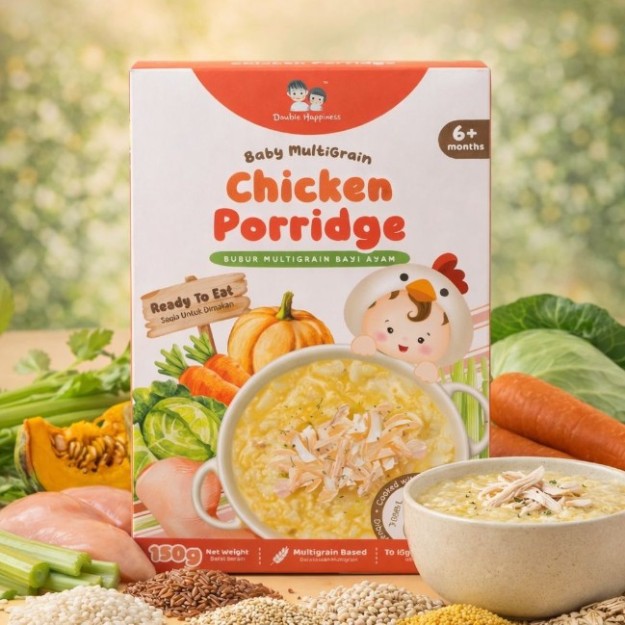 Double Happiness Multigrain Porridge – Chicken 150g (6 Months+) Double Happiness Multigrain Porridge – Chicken 150g (6 Months+)