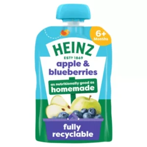 Heinz Apple & Blueberry Fruit Puree Pouch – 100g (6 Months+)