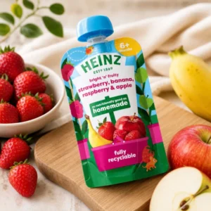 Heinz Strawberry, Banana, Raspberry & Apple Fruit Puree Pouch 6+ Months 100g