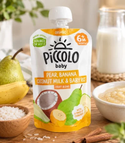 Piccolo Pear, Banana, Coconut Milk & Baby Rice Fruit Blend 100g
